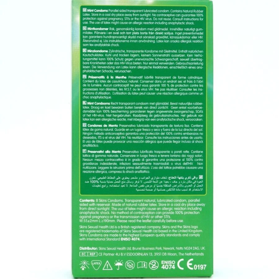 SKINS - PRESERVATIVOS MINT PREMIUM PACOTE COM 8